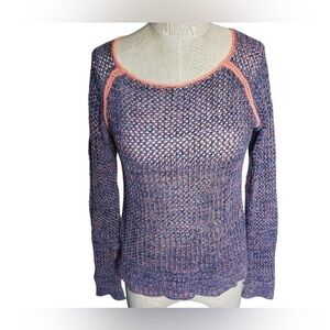 American Eagle Outfitters Womens Sweater Size Large Blue/Orang Soft Open Knit